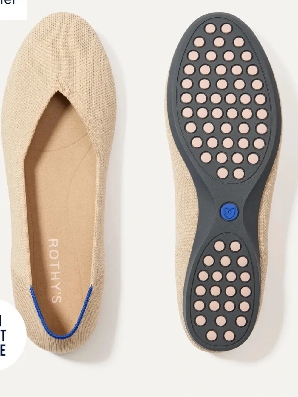 ROTHY’S The Daily Flat Driver, Ecru, Size 8.5 Display pair. NWOT
